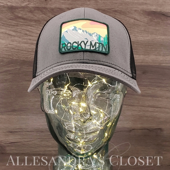 ParkHats Hat Baseball Cap Snap Back Charcoal Black Rocky Mountain National Park - Picture 1 of 7